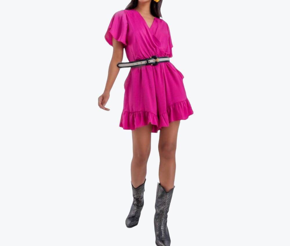 NEW C'EST MOI CLOTHING CO barbie wrap romper in hot pink